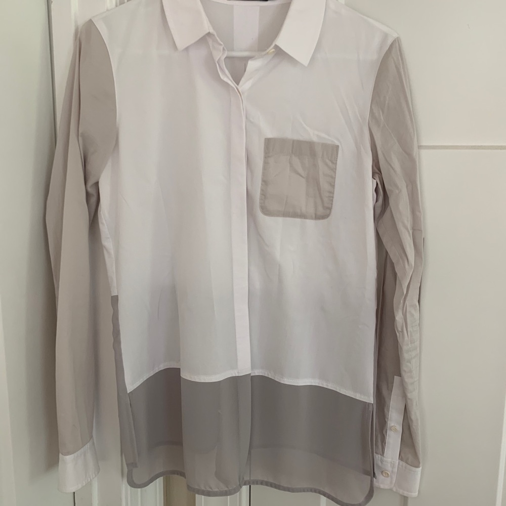 Trouve White And Cream, Color Block, Button Down - image 1